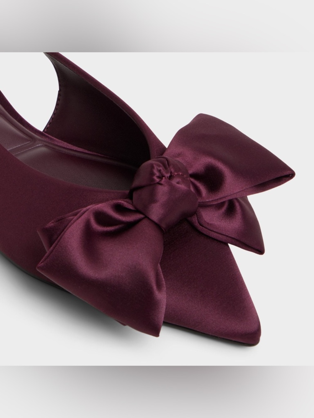 ALDO Bow Pointed-Toe Slingback Ballerina Festive Flats in Plum Women’s 9 - Picture 9 of 11